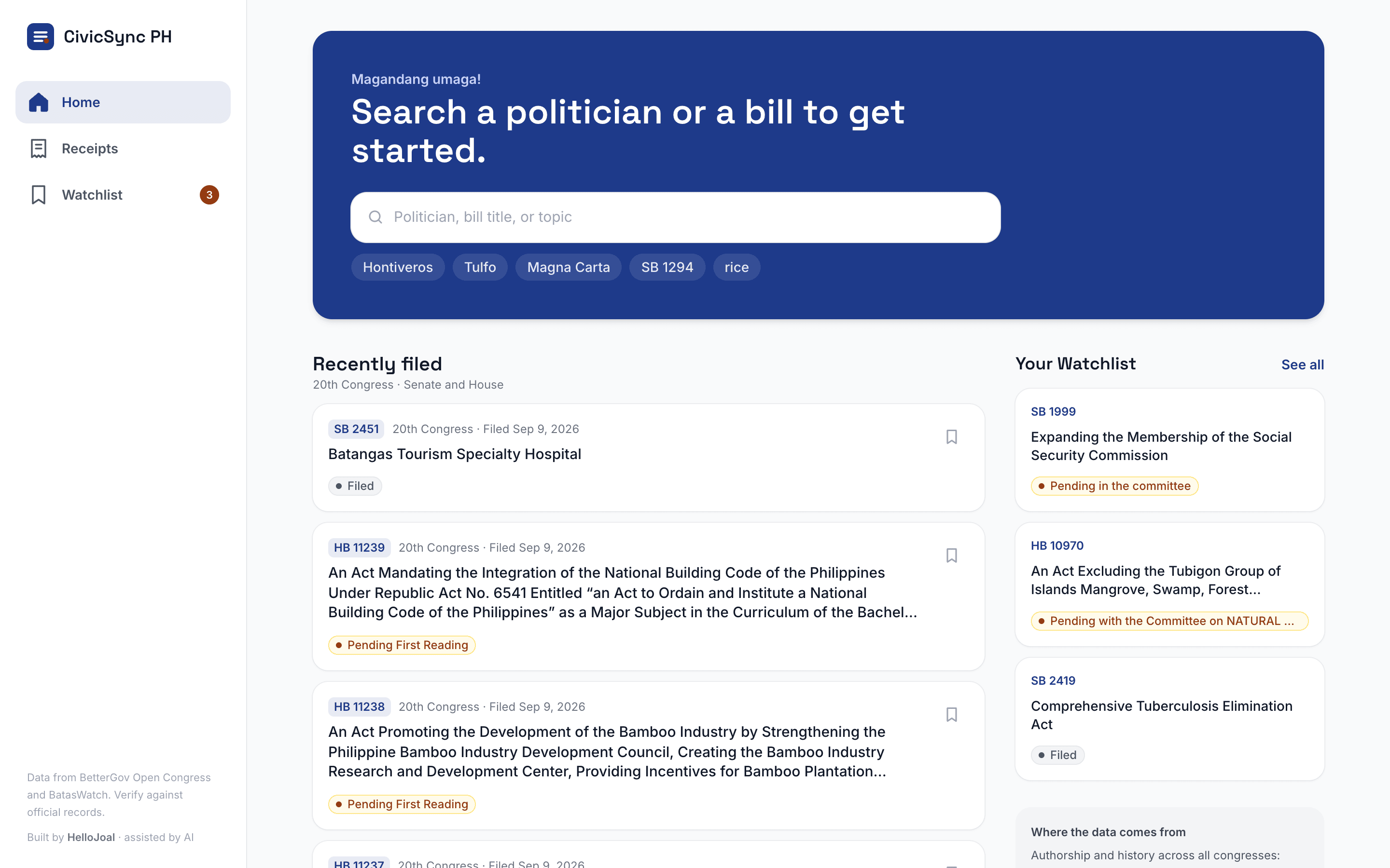 CivicSync PH: Desktop · Home