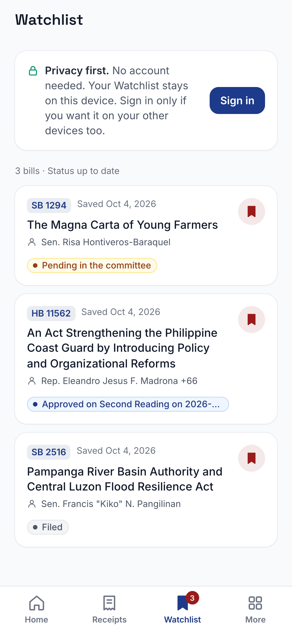 CivicSync PH: Watchlist